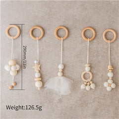 Crochet Star Bell Unicorn Beech Wood Teething Toys