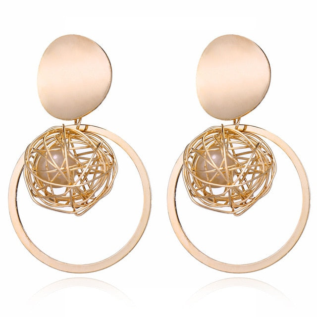 Fashion Statement Earrings 2019 Big Geometric Round Earrings For Women Hanging Dangle Earrings Drop Earing Modern Female Jewelry