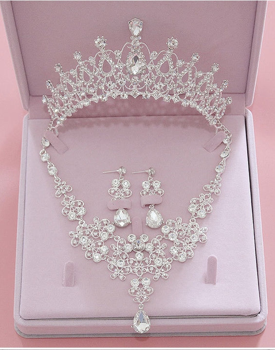 High Quality Fashion Crystal Wedding Bridal Jewelry Sets Women Bride Tiara Crowns Earring Necklace Wedding Jewelry Accessories