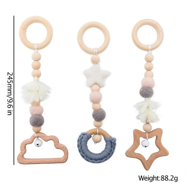 Crochet Star Bell Unicorn Beech Wood Teething Toys