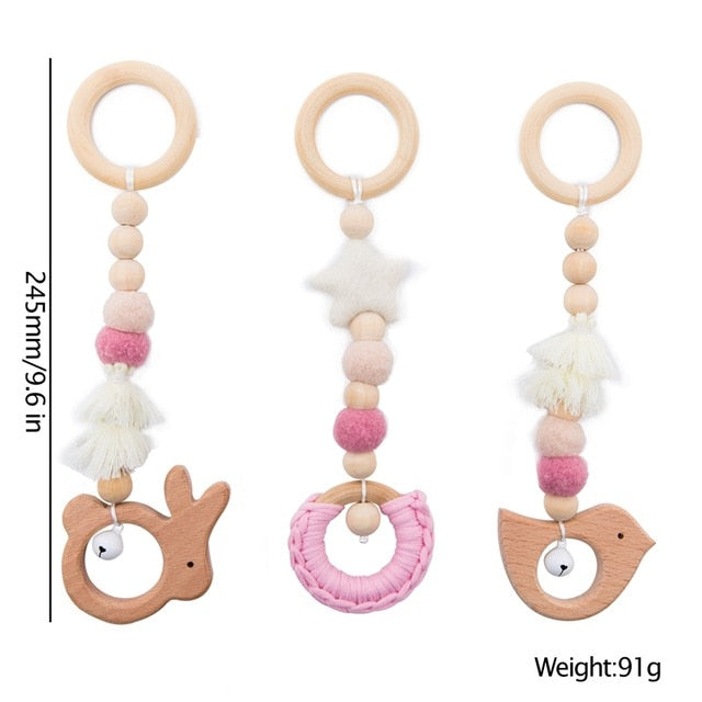 Crochet Star Bell Unicorn Beech Wood Teething Toys