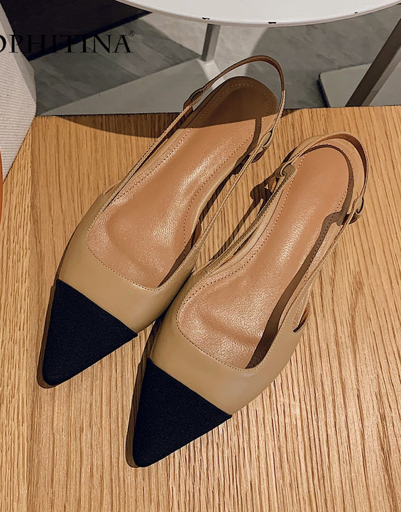 SOPHITINA New Pointed Toe Women Flats High Quality Cow Leather Mixed Colors Fashion Slip-On Shoes Comfortable Casual Flats SO439