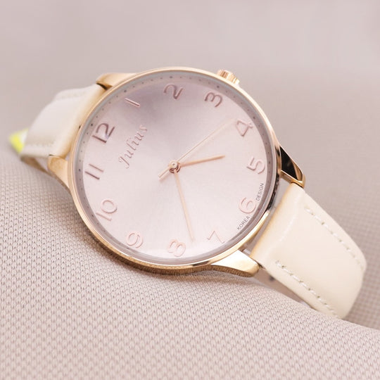 JULIUS LADY WOMEN'S WATCH JAPAN QUARTZ HOURS TOP FASHION DRESS SIMPLE BRACELET BAND BIG LEATHER SCHOOL GIRL BIRTHDAY GIFT NO BOX