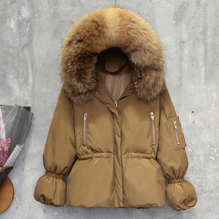 Duck White Down Jacket Woman Hooded Racoon Fur Collar Winter Coat Womens Down Jackets Brands Parka Chaqueta Mujer KJ493 s