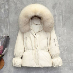 Duck White Down Jacket Woman Hooded Racoon Fur Collar Winter Coat Womens Down Jackets Brands Parka Chaqueta Mujer KJ493 s