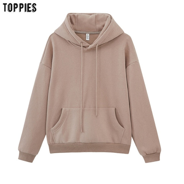 atoppies Womens Tracksuits Hooded Sweatshirts 2020 Autumn Winter Fleece Oversize Hoodies Solid Pullovers Jackets Unisex Couple