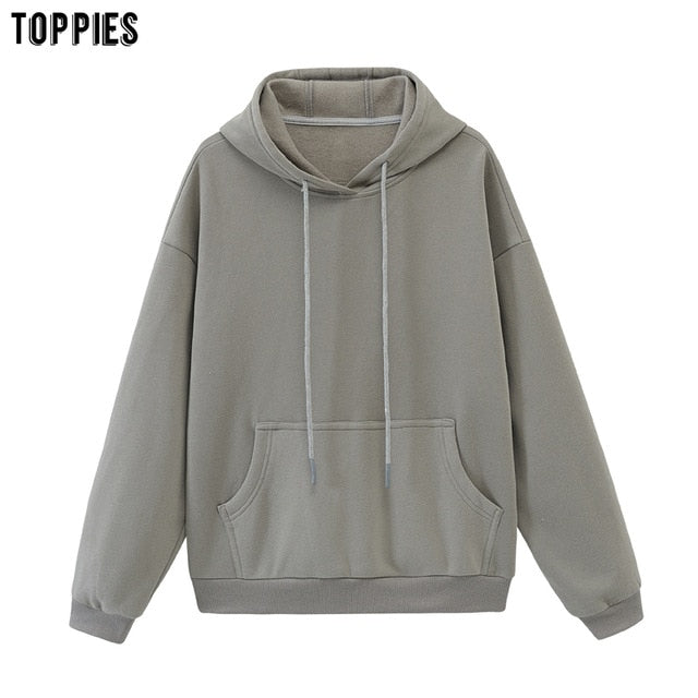 atoppies Womens Tracksuits Hooded Sweatshirts 2020 Autumn Winter Fleece Oversize Hoodies Solid Pullovers Jackets Unisex Couple